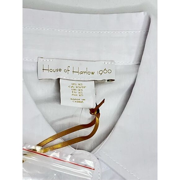 House of Harlow 1960 NWT white long sleeve button up shirt size XS - Picture 11 of 13